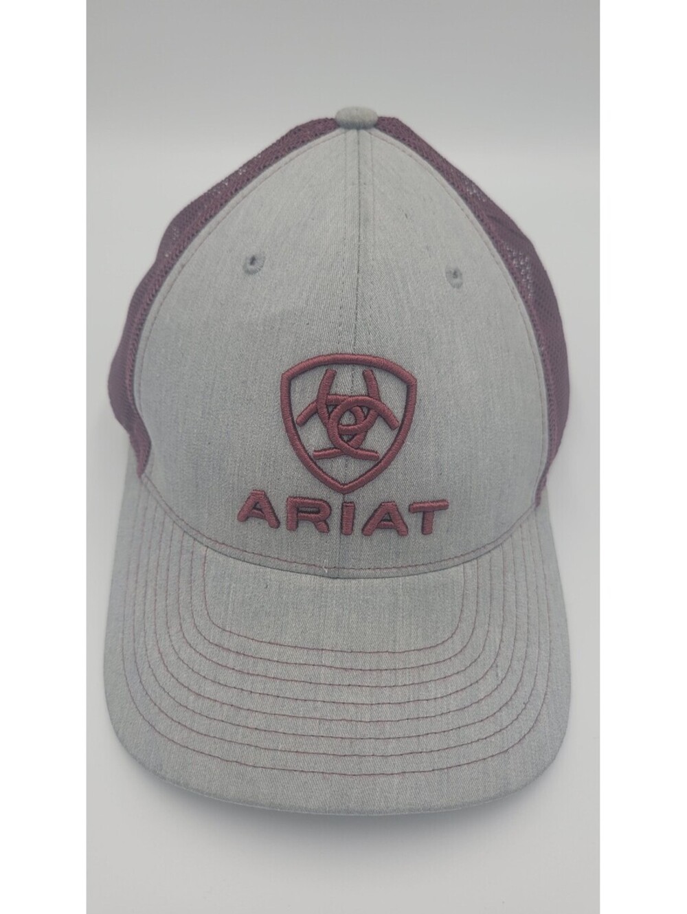 Richardson Ariat Grey and Maroon Mesh Snapback Baseball Cap - Adjustable Fit